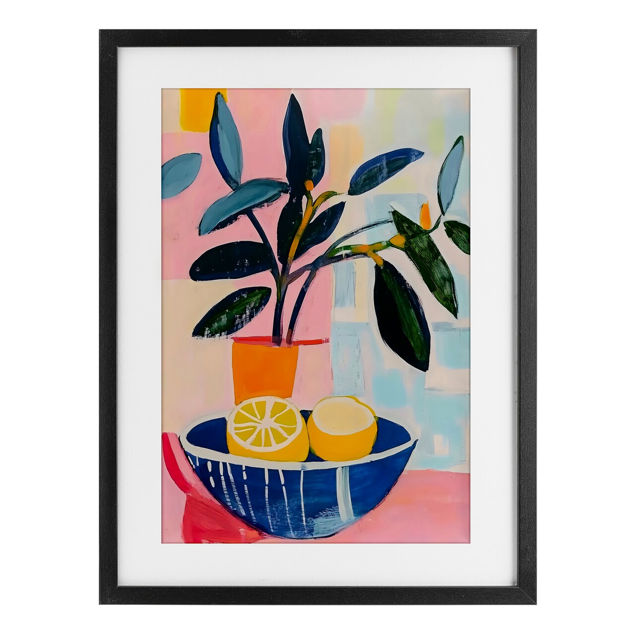 Stupell Industries Lemon Bowl Table Setting Black Framed Print Under Glass, design by Creative Studio